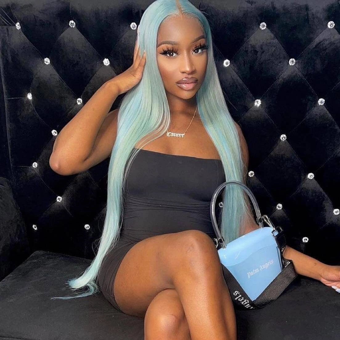 Tuneful Special Customise Light Blue Color Human Hair 613 Wigs