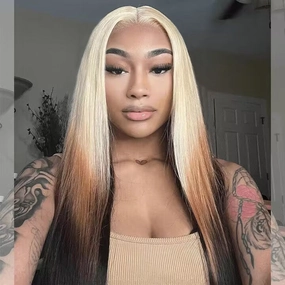 Tuneful Special Customise Ombre Blonde Colored 13x6 Lace Front Human Hair 613 Frontal Wigs 250% Density