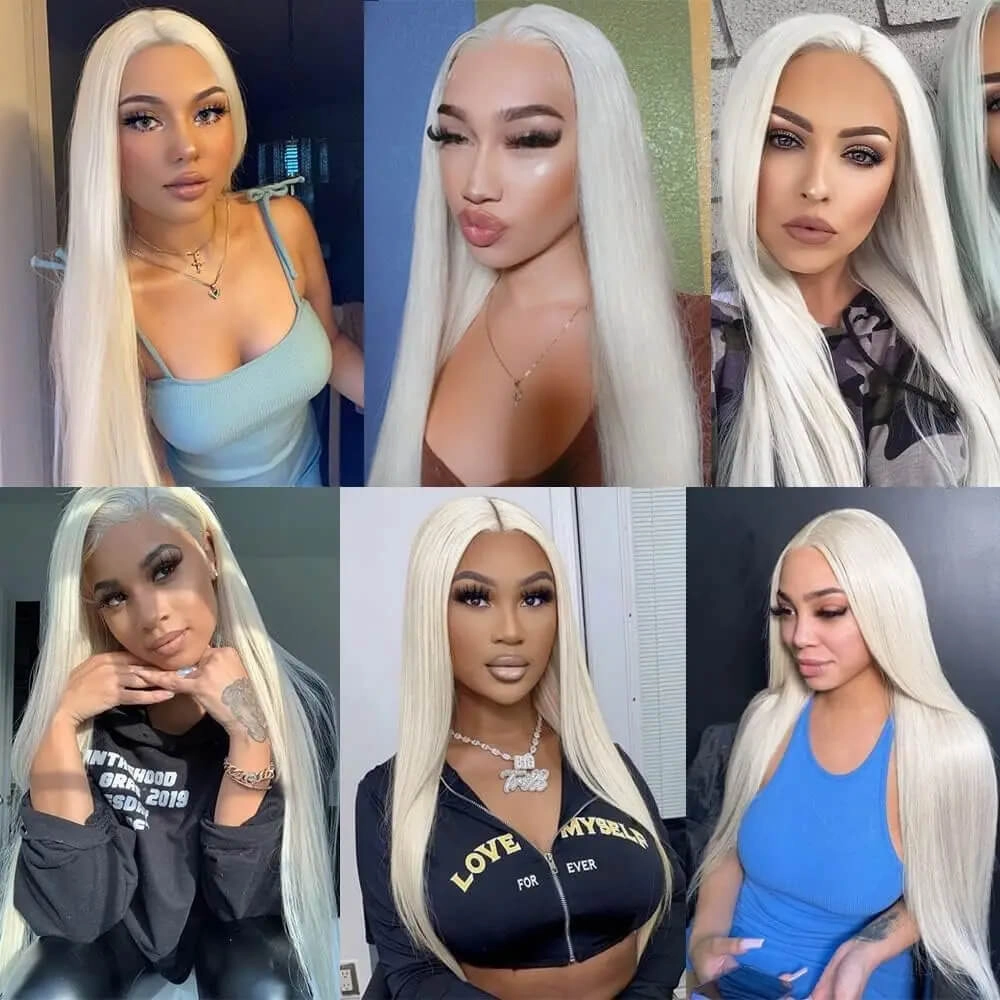 Tuneful Special Customise Platinum Blonde Color Human Hair 613 Wigs