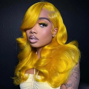 Tuneful Special Customise Yellow Colored Transparent 13x6 Lace Frontal Wigs 250% Density