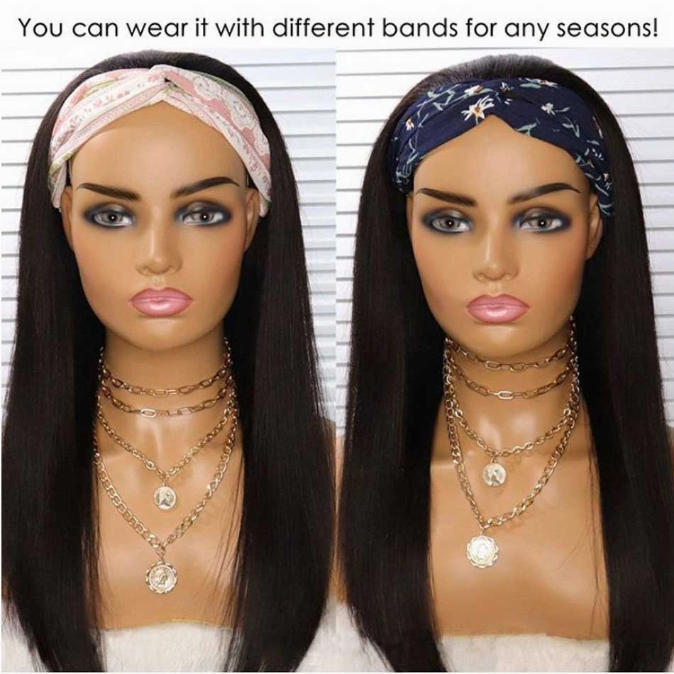 Tuneful Straight Headband Wigs Human Hair For Women
