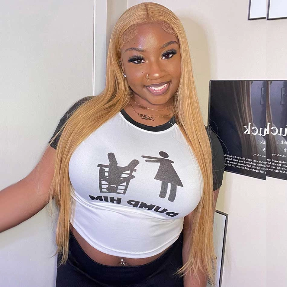 Tuneful Super Deal 27# Honey Blonde 13x6 Lace Colored Human Hair Straight Wigs 180% Density Bigekane Recommend