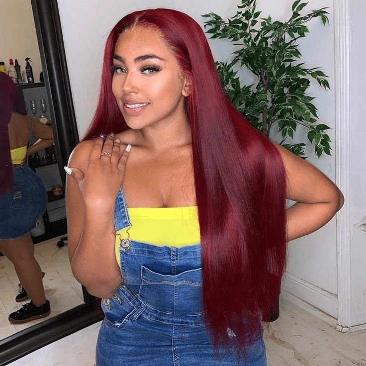 Tuneful Super Deal 99j Burgundy Color 4x6 Ready Go 13x6 Lace Front Human Hair Wigs Straight Wigs queenleora Recommend