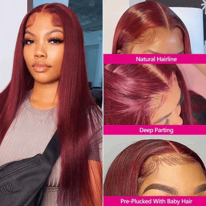 Tuneful Super Deal 99j Burgundy Color 4x6 Ready Go 13x6 Lace Front Human Hair Wigs Straight Wigs queenleora Recommend