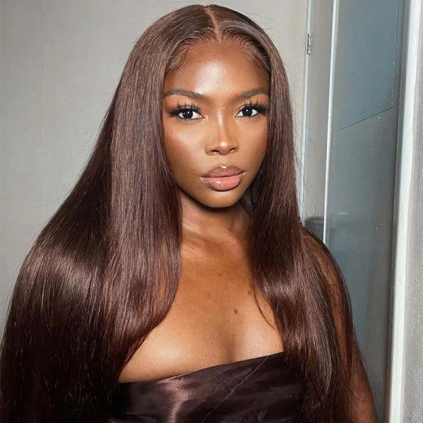 Tuneful Super Deal Chocolate Brown #4 Straight 13x6 Lace Human Hair Wig 180% Desnity