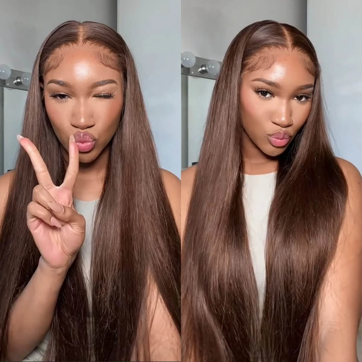 Tuneful Super Deal Chocolate Brown #4 Straight 13x6 Lace Human Hair Wig 180% Desnity