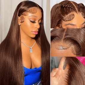 Tuneful Super Deal Chocolate Brown #4 Straight 13x6 Lace Human Hair Wig 180% Desnity