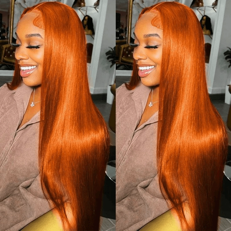 Tuneful Super Deal Orange Ginger Colored 13x6 Lace Frontal 10A Virgin Human Hair Wigs