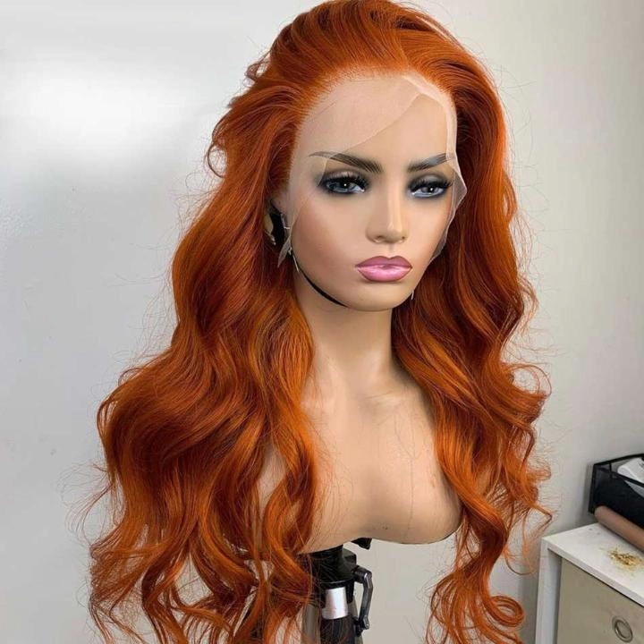 Tuneful Super Deal Orange Ginger Colored 13x6 Lace Frontal 10A Virgin Human Hair Wigs