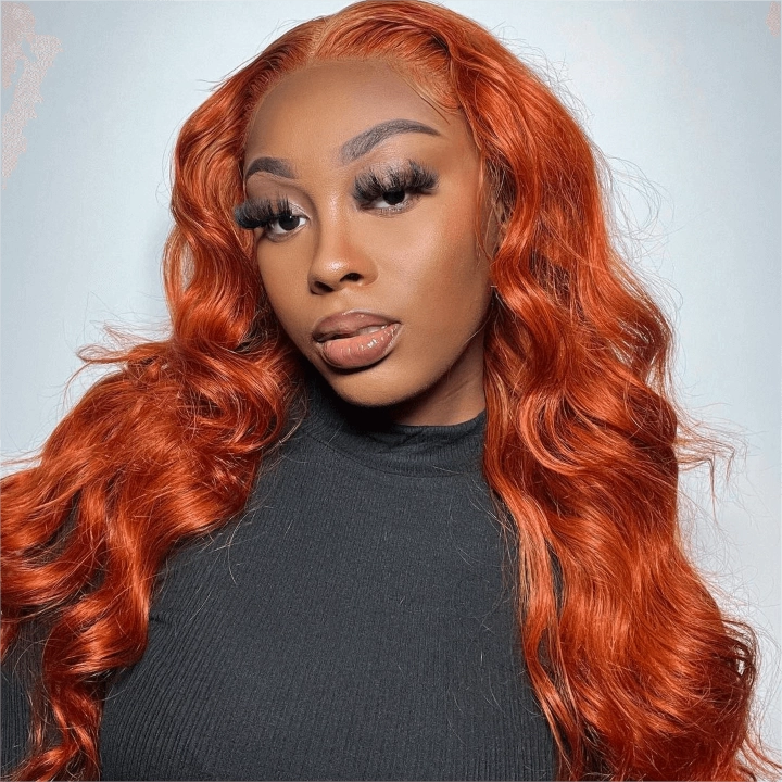 Tuneful Super Deal Orange Ginger Colored 13x6 Lace Frontal 10A Virgin Human Hair Wigs