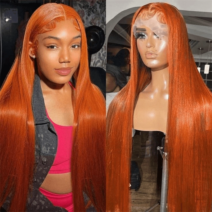 Tuneful Super Deal Orange Ginger Colored 13x6 Lace Frontal 10A Virgin Human Hair Wigs
