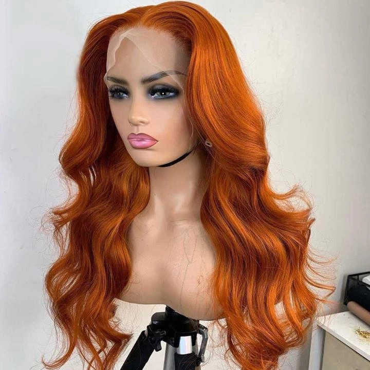 Tuneful Super Deal Orange Ginger Colored 13x6 Lace Frontal 10A Virgin Human Hair Wigs