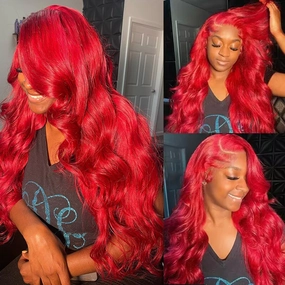 Tuneful Super Deal Red Colored 13x6 Lace Frontal 10A Virgin Human Hair Wigs