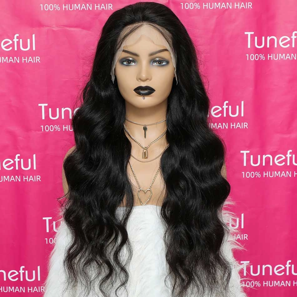 Tuneful Transparent 13x6 Pre Plucked Lace Front Human Hair Wigs Brazilian Body Wave 6x5 Wear Go Wigs