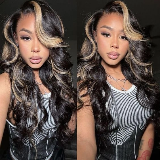 Tuneful Undetectable HD Lace #1B/27 Highlight 134 Full Frontal Wigs 5x5 HD Lace Body Wave Wigs
