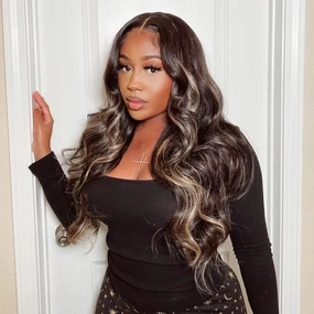 Tuneful Undetectable HD Lace #1B/27 Highlight 134 Full Frontal Wigs 5x5 HD Lace Body Wave Wigs