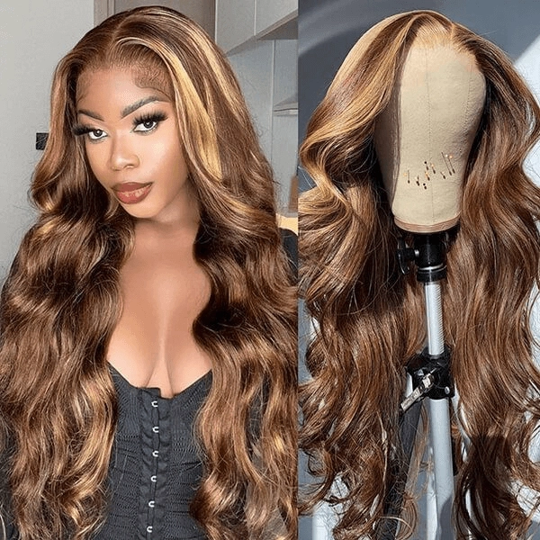 Tuneful Undetectable HD Lace #4/27 Highlight 134 Full Frontal Wigs 5x5 HD Lace Body Wave Wigs