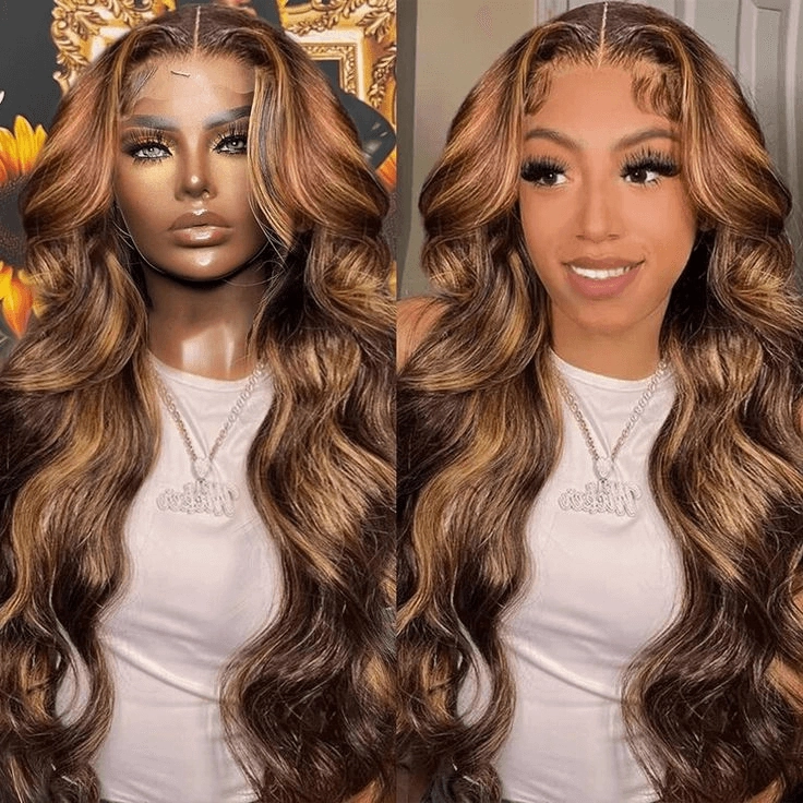 Tuneful Undetectable HD Lace #4/27 Highlight 134 Full Frontal Wigs 5x5 HD Lace Body Wave Wigs