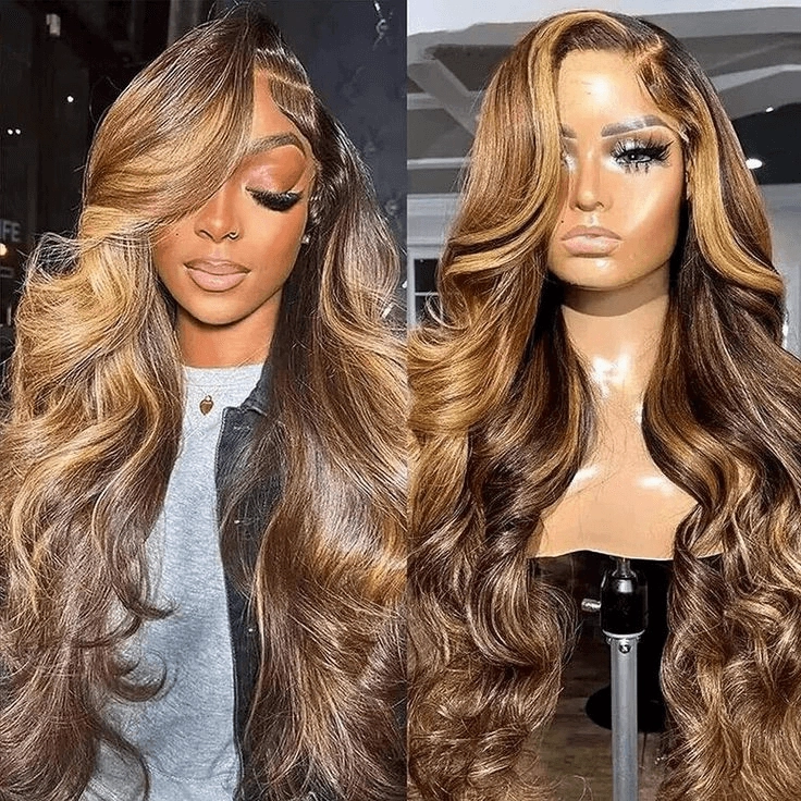 Tuneful Undetectable HD Lace #4/27 Highlight 134 Full Frontal Wigs 5x5 HD Lace Body Wave Wigs
