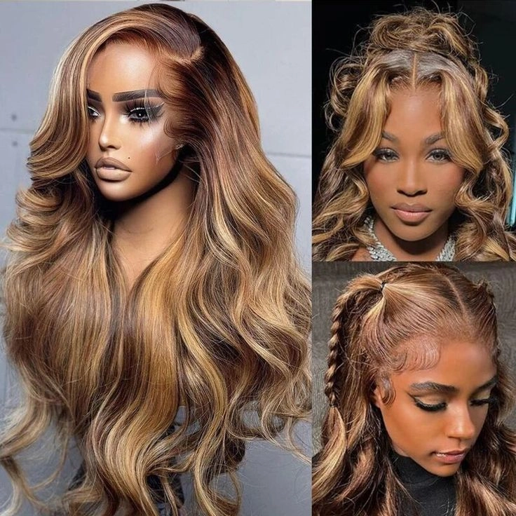 Tuneful Undetectable HD Lace #4/27 Highlight 134 Full Frontal Wigs 5x5 HD Lace Body Wave Wigs