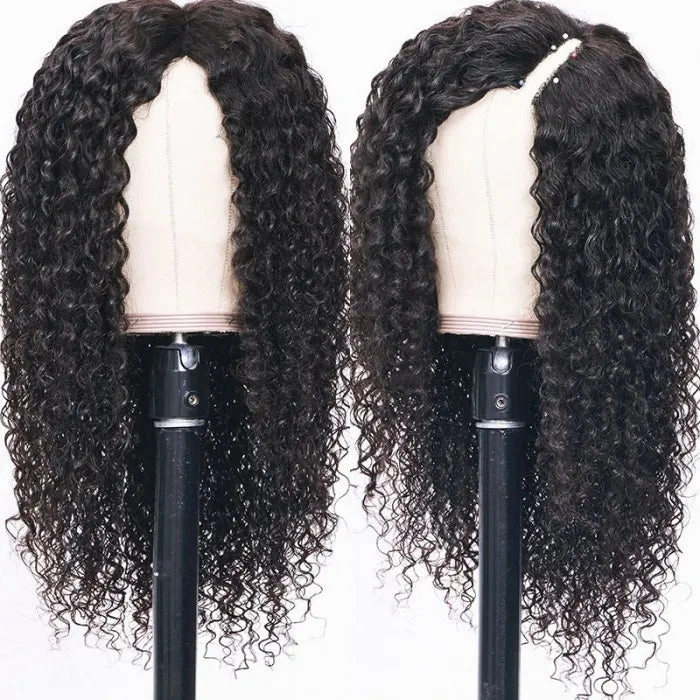 Tuneful Vpart Jerry Curly Wigs No Leave Out Natural Scalp Protective Style Upgraded U Part Wigs