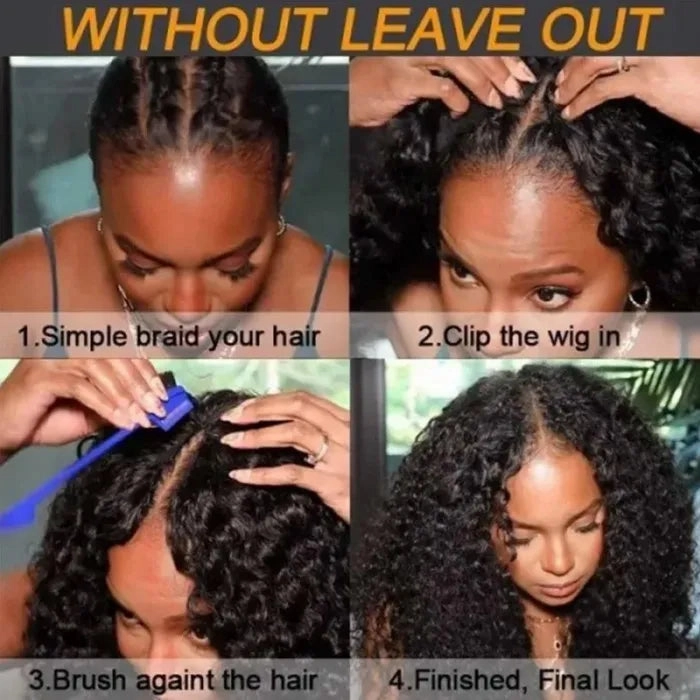 Tuneful Vpart Jerry Curly Wigs No Leave Out Natural Scalp Protective Style Upgraded U Part Wigs