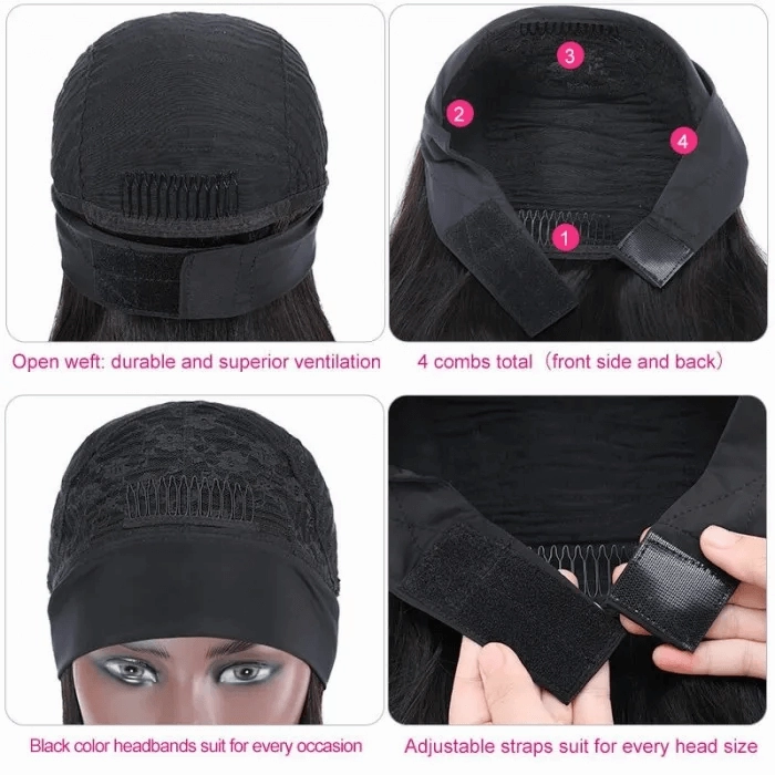 Tuneful Water Wave Headband Wigs Human Hair Wigs For Women