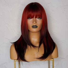 VALENTINA Ombre Red Fringe Wig