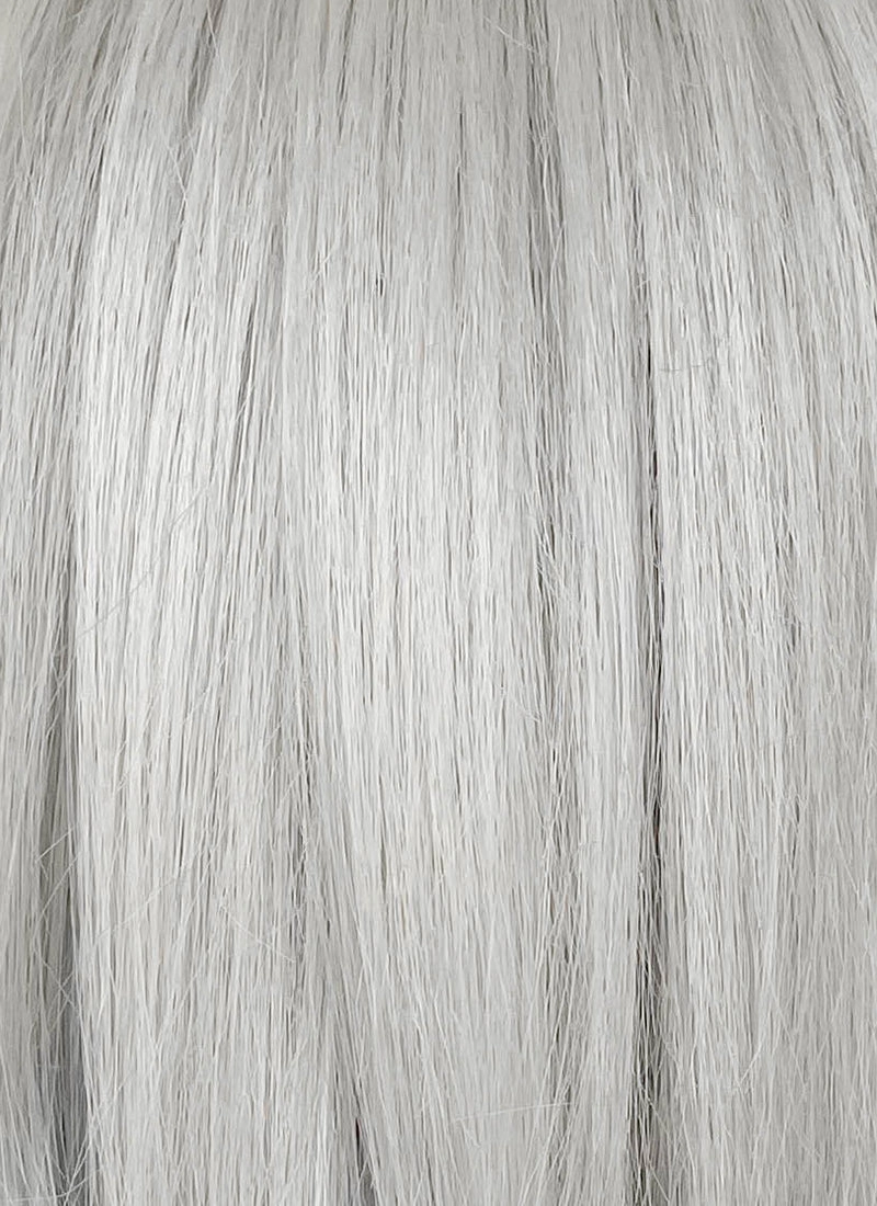 Valorant Jett Silver Grey Straight Yaki Lace Front Synthetic Wig With Ponytail LF6118