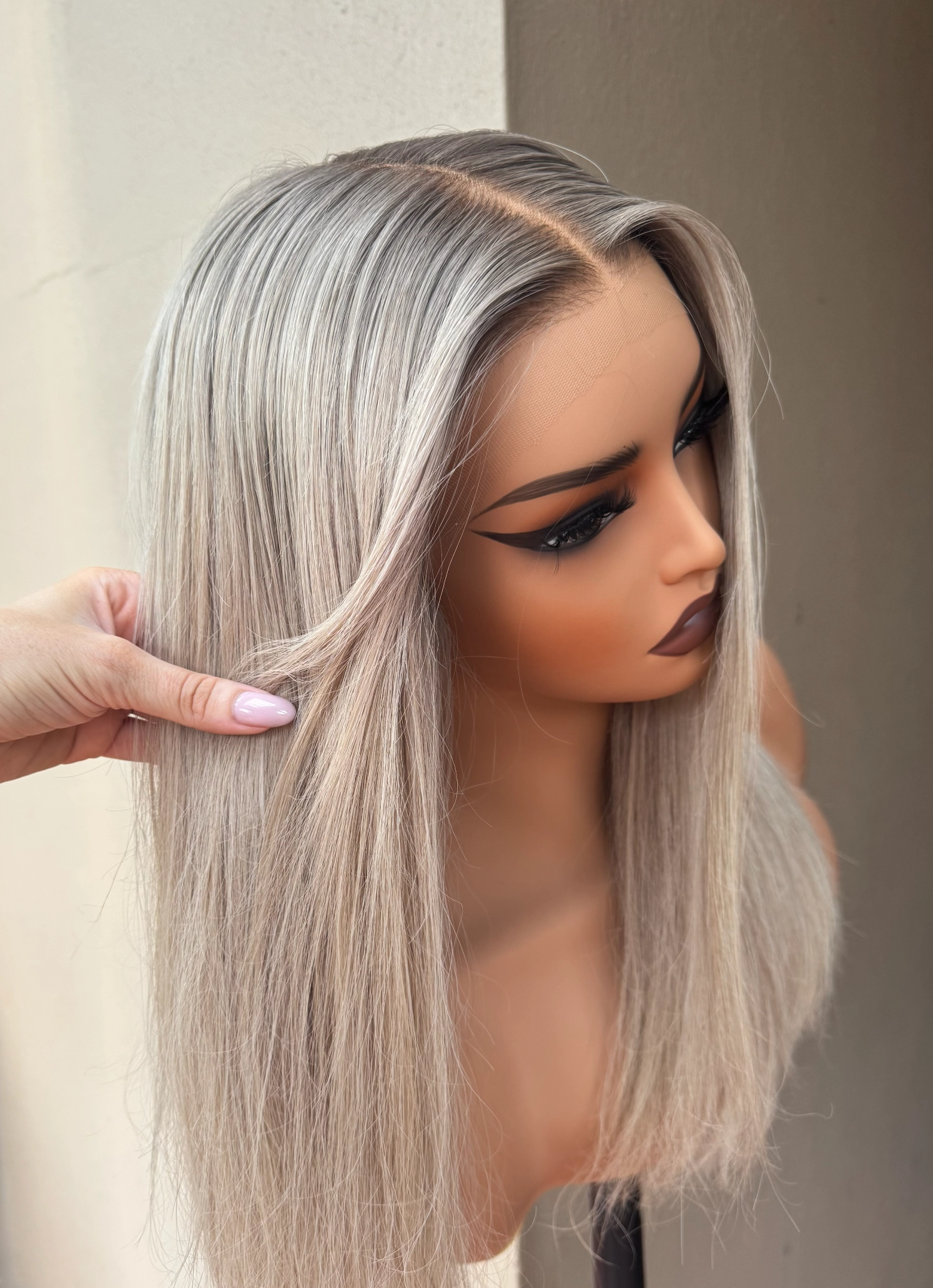 WINNY Ash Blonde Human Hair Lace Front Wig